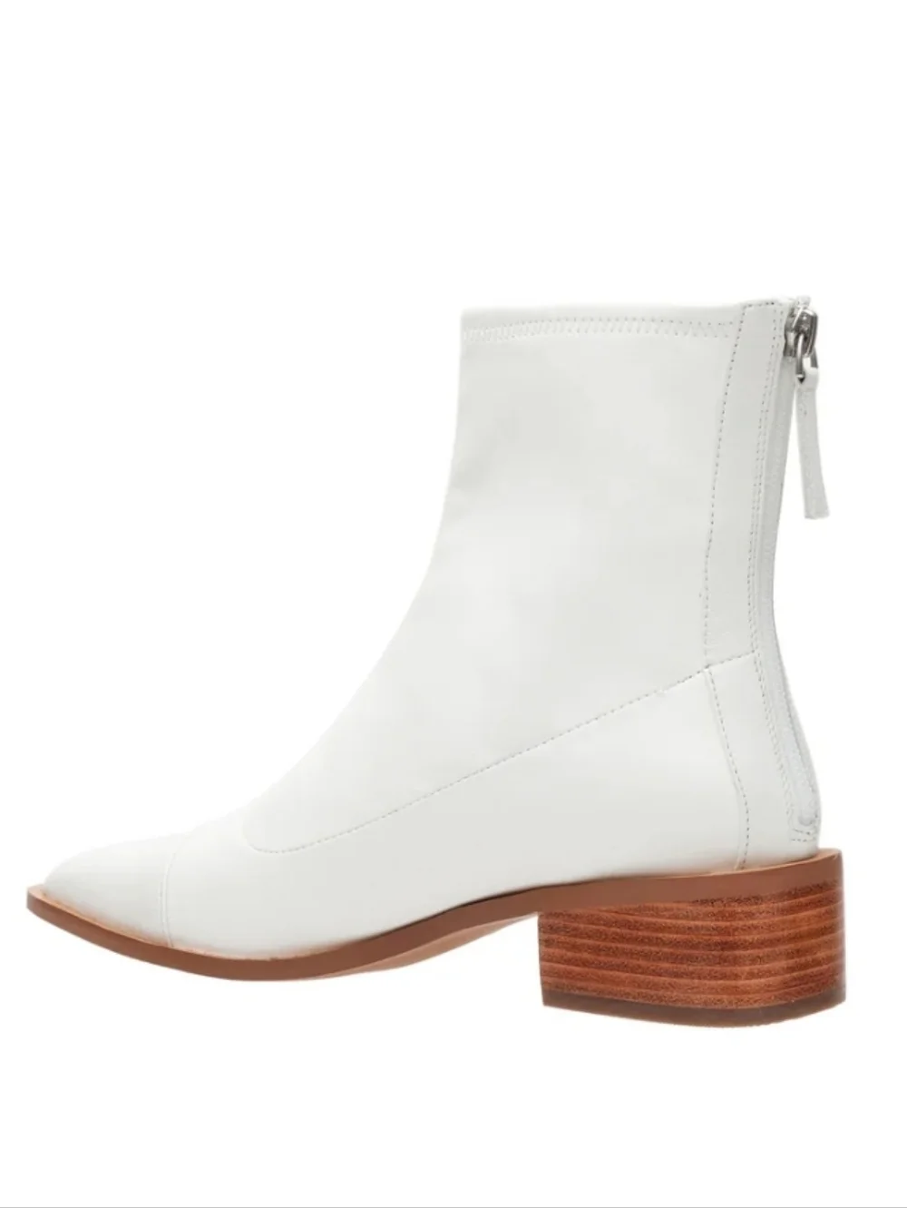 Paolo  Women's White Leather Ankle Boots - Classic Block Heel - Picture 2 of 15